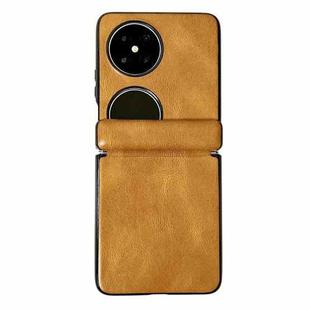 For Huawei nova Flip Integrated Magnetic Axis Crazy Horse Texture Phone Case(Yellow)