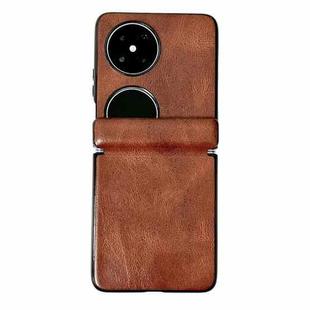 For Huawei nova Flip Integrated Magnetic Axis Crazy Horse Texture Phone Case(Brown)