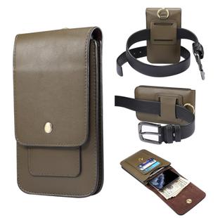 Lambskin Texture Men Phone Universal Double Lattice Waist Bag Leather Case, Size:L(Green)