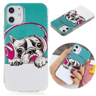For iPhone 12 mini Luminous TPU Soft Protective Case(Headset Dog)