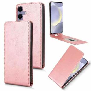 For Samsung Galaxy S24 FE 5G Magnetic Vertical Flip Leather Phone Case(Rose Gold)