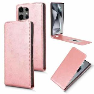 For Samsung Galaxy S24 Ultra 5G Magnetic Vertical Flip Leather Phone Case(Rose Gold)