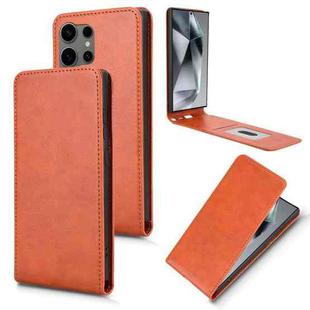 For Samsung Galaxy S24 Ultra 5G Magnetic Vertical Flip Leather Phone Case(Brown)