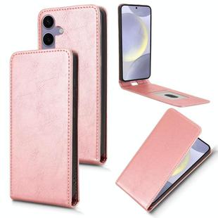 For Samsung Galaxy S25+ 5G Magnetic Vertical Flip Leather Phone Case(Rose Gold)