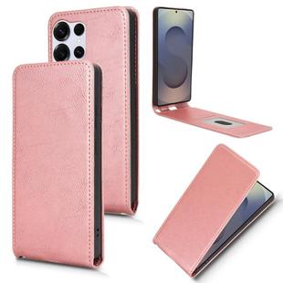 For Samsung Galaxy S25 Ultra 5G Magnetic Vertical Flip Leather Phone Case(Rose Gold)