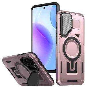 For Samsung Galaxy A56 5G Shield Frame Holder MagSafe Phone Case(Rose Gold)
