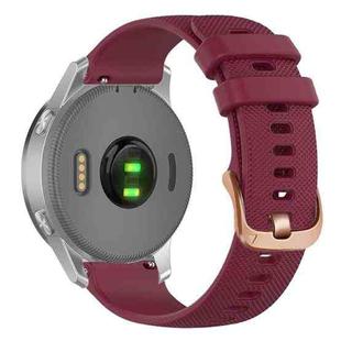 For Garmin 18mm Rose Gold Steel Buckle Silicone Watch Band(Wine Red)