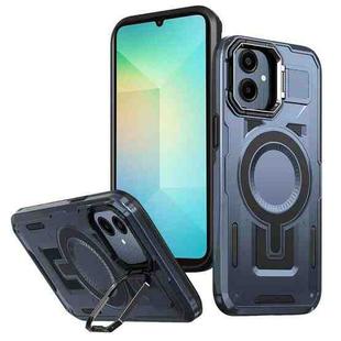 For Samsung Galaxy A05 Shield Hollow Frame Holder MagSafe Phone Case(Navy Blue)