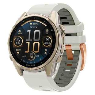 For Garmin Fenix 8 AMOLED 43mm Rose Gold Steel Buckle Quick Release Silicone Watch Band(Sand Gray)