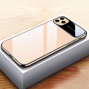 For iPhone X / XS Transparent Glass Electroplating Ultra-thin Shockproof Protective Case(Gold)