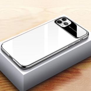 For iPhone XS Max Transparent Glass Electroplating Ultra-thin Shockproof Protective Case(Silver)