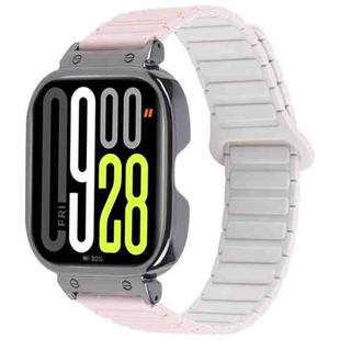 For Redmi Watch 5 / Watch 4 Metal Black Frame Integrated I-shaped Magnetic Silicone Watch Band(Pink Starlight)