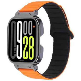 For Redmi Watch 5 / Watch 4 Metal Black Frame Integrated I-shaped Magnetic Silicone Watch Band(Orange Black)