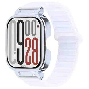 For Redmi Watch 5 / Watch 4 Metal Silver Frame Integrated I-shaped Magnetic Silicone Watch Band(Ceramic White)