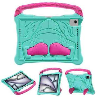 For iPad Air 11 2024 /  2025 Boxing Series Kickstand EVA Shockproof Tablet Case with Shoulder Strap(Mint Rose Red)