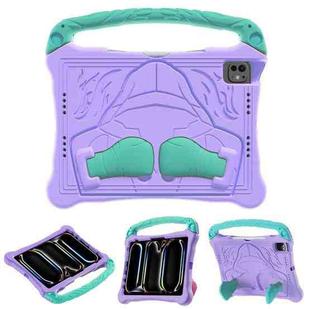 For iPad Pro 11 2024 Boxing Series Kickstand EVA Shockproof Tablet Case with Shoulder Strap(Purple Mint)