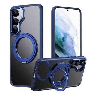 For Samsung Galaxy S25 5G Frosted 360 Degree MagSafe Magnetic Holder Phone Case(Blue)