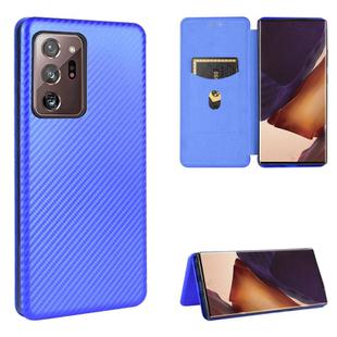 For Samsung Galaxy Note20 Ultra Carbon Fiber Texture Horizontal Flip TPU + PC + PU Leather Case with Card Slot(Blue)