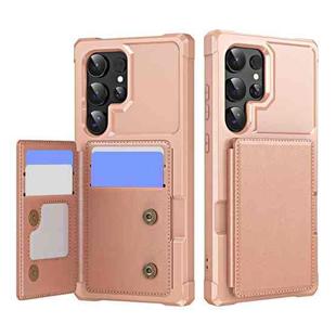 For Samsung Galaxy S24 Ultra 5G Horizontal Flip Card Bag Holder Leather Phone Case(Rose Gold)