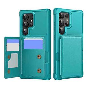 For Samsung Galaxy S24 Ultra 5G Horizontal Flip Card Bag Holder Leather Phone Case(Cyan Green)