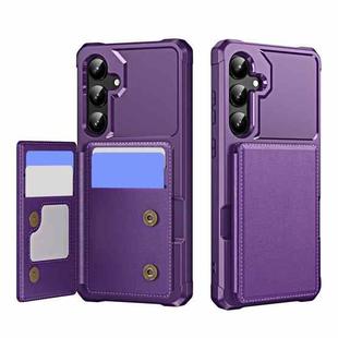 For Samsung Galaxy S24 5G Horizontal Flip Card Bag Holder Leather Phone Case(Purple)