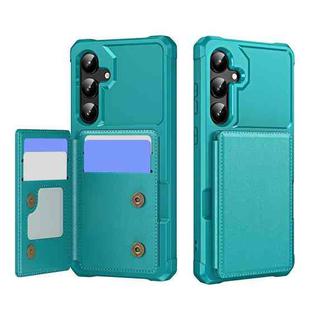 For Samsung Galaxy S24 5G Horizontal Flip Card Bag Holder Leather Phone Case(Cyan Green)