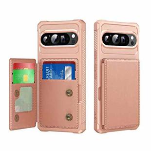 For Google Pixel 9 / 9 Pro Horizontal Flip Card Bag Holder Leather Phone Case(Rose Gold)