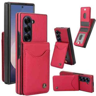 For Samsung Galaxy Z Fold5 AwQuer RFID Vertical Flip Card Bag Holder Leather Phone Case(Red)