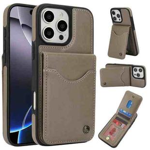 For iPhone 16 Pro Max AwQuer Vertical Flip Card Bag Holder Leather Phone Case(Grey)