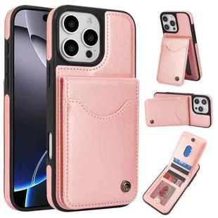 For iPhone 16 Pro Max AwQuer Vertical Flip Card Bag Holder Leather Phone Case(Rose Gold)