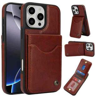 For iPhone 16 Pro AwQuer Vertical Flip Card Bag Holder Leather Phone Case(Brown)