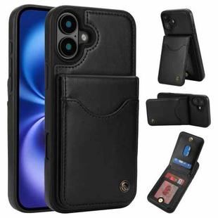 For iPhone 16 AwQuer Vertical Flip Card Bag Holder Leather Phone Case(Black)