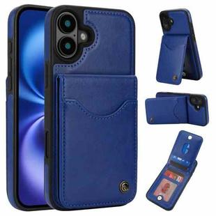 For iPhone 16 AwQuer Vertical Flip Card Bag Holder Leather Phone Case(Blue)