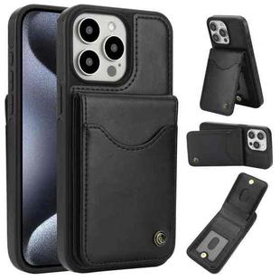 For iPhone 15 Pro Max AwQuer Vertical Flip Card Bag Holder Leather Phone Case(Black)