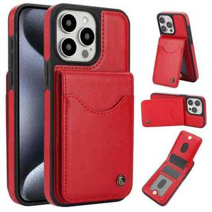 For iPhone 15 Pro Max AwQuer Vertical Flip Card Bag Holder Leather Phone Case(Red)