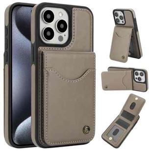 For iPhone 15 Pro Max AwQuer Vertical Flip Card Bag Holder Leather Phone Case(Grey)