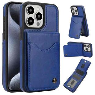 For iPhone 15 Pro AwQuer Vertical Flip Card Bag Holder Leather Phone Case(Blue)