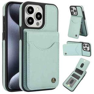 For iPhone 15 Pro AwQuer Vertical Flip Card Bag Holder Leather Phone Case(Green)