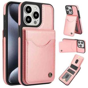 For iPhone 15 Pro AwQuer Vertical Flip Card Bag Holder Leather Phone Case(Rose Gold)