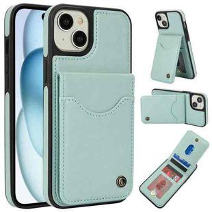 For iPhone 15 Plus AwQuer Vertical Flip Card Bag Holder Leather Phone Case(Green)