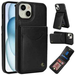 For iPhone 15 AwQuer Vertical Flip Card Bag Holder Leather Phone Case(Black)