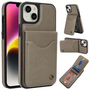 For iPhone 14 Plus AwQuer Vertical Flip Card Bag Holder Leather Phone Case(Grey)