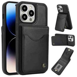 For iPhone 14 Pro AwQuer Vertical Flip Card Bag Holder Leather Phone Case(Black)