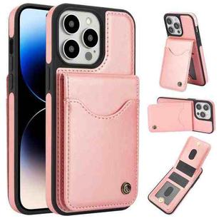 For iPhone 14 Pro Max AwQuer Vertical Flip Card Bag Holder Leather Phone Case(Rose Gold)