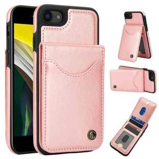 For iPhone 7 / 8 / SE 2022 AwQuer Vertical Flip Card Bag Holder Leather Phone Case(Rose Gold)