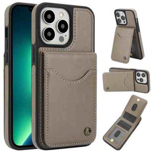 For iPhone 13 Pro Max AwQuer Vertical Flip Card Bag Holder Leather Phone Case(Grey)