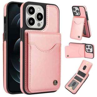 For iPhone 12 Pro Max AwQuer Vertical Flip Card Bag Holder Leather Phone Case(Rose Gold)