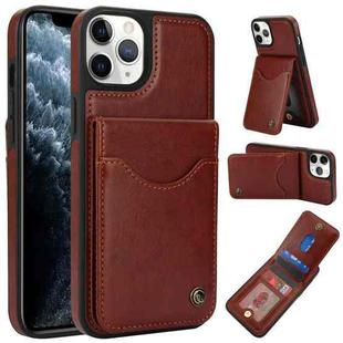 For iPhone 11 Pro Max AwQuer Vertical Flip Card Bag Holder Leather Phone Case(Brown)