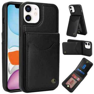 For iPhone 11 AwQuer Vertical Flip Card Bag Holder Leather Phone Case(Black)