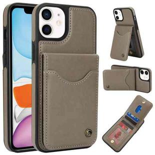For iPhone 11 AwQuer Vertical Flip Card Bag Holder Leather Phone Case(Grey)
